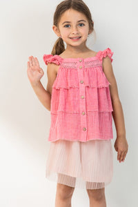 Girls Buttoned Ruffled Top