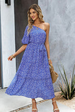 Load image into Gallery viewer, Printed One-Shoulder Tie Belt Maxi Dress