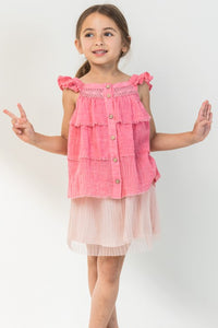 Girls Buttoned Ruffled Top
