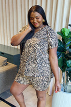 Load image into Gallery viewer, Leopard V-Neck Top and Drawstring Shorts Lounge Set
