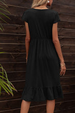 Load image into Gallery viewer, Round Neck Ruffle Hem Pocket Dress