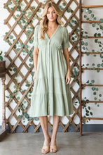 Load image into Gallery viewer, Breeze Gauze Button Front Midi Dress in Sage