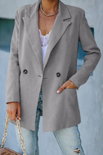 Load image into Gallery viewer, Double-Breasted Padded Shoulder Blazer with Pockets