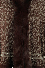 Load image into Gallery viewer, Leopard Faux Fur Trim Fringe Hem Poncho