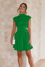 Load image into Gallery viewer, Julianna Cutout Ruched Mock Neck Mini Dress