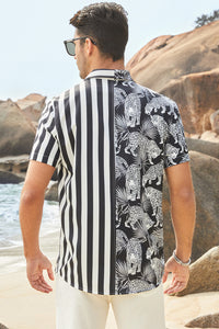 Striped Animal Short Sleeve Shirt
