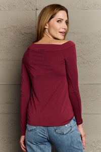 Fall For You Asymetrical Neck Long Sleeve Top