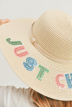 Load image into Gallery viewer, Fame Sequin Letter Graphic Wide Brim Straw Hat