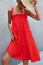 Load image into Gallery viewer, Tie-Shoulder Frill Trim Sleeveless Dress