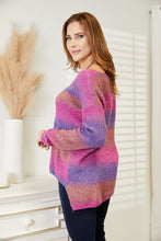 Load image into Gallery viewer, Alice Double Take Multicolored Rib-Knit V-Neck Knit Pullover