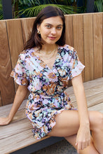 Load image into Gallery viewer, Floral Tie Belt Ruffled Romper