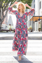 Load image into Gallery viewer, Floral Frill Trill Deep V Maxi Dress