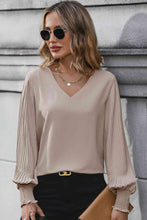 Load image into Gallery viewer, Kristina Pleated Lantern Sleeve V-Neck Blouse