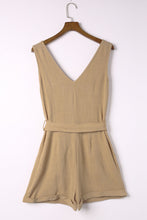 Load image into Gallery viewer, Tie-Waist Buttoned Plunge Sleeveless Romper