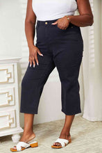 Load image into Gallery viewer, High Waist Tummy Control Garment Dyed Wide Cropped Jeans