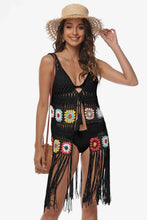 Load image into Gallery viewer, Openwork Fringe Detail Embroidery Sleeveless Cover-Up