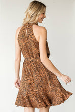 Load image into Gallery viewer, Leopard Belted Sleeveless Dress